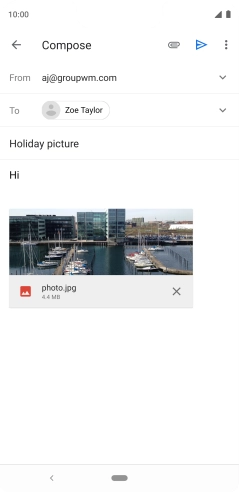 Press the send icon when you've finished your email.