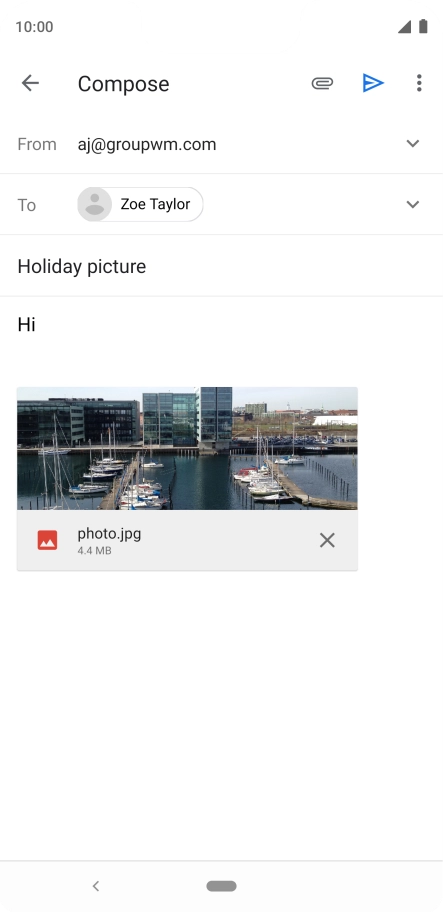 Press the send icon when you've finished your email.
