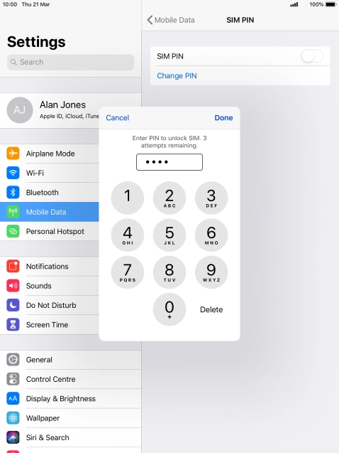 Key in your PIN and press Done. The default PIN is 1111.