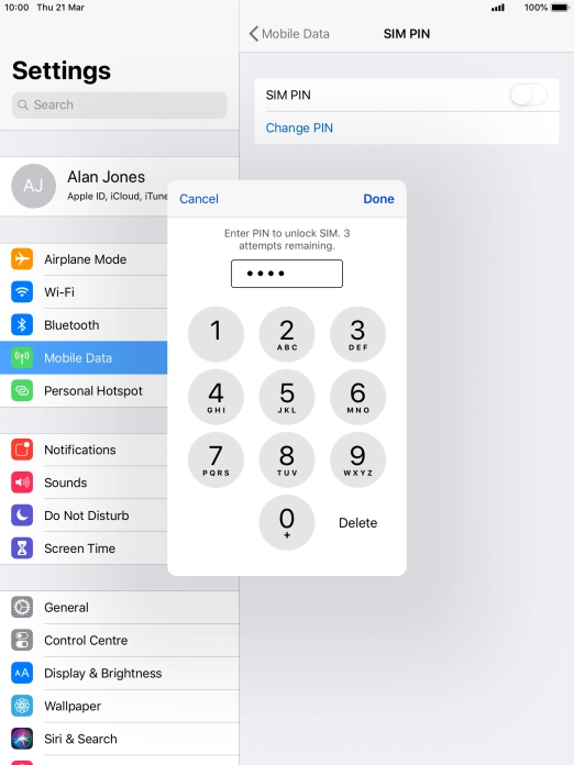 Key in your PIN and press Done. The default PIN is 1111.