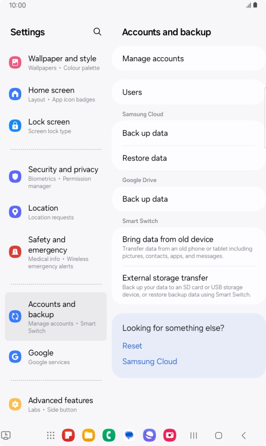 Press Manage accounts.