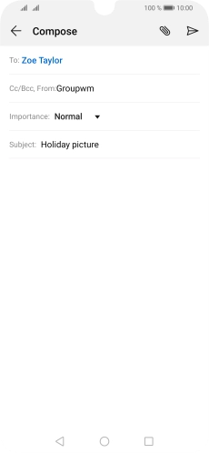 Press the text input field and write the text for your email.