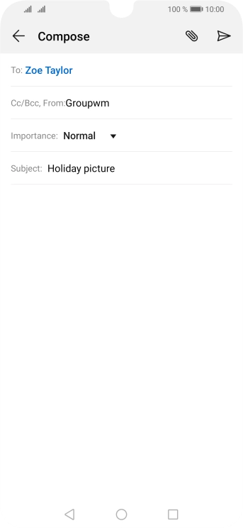 Press the text input field and write the text for your email.