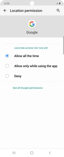 Press the required setting.