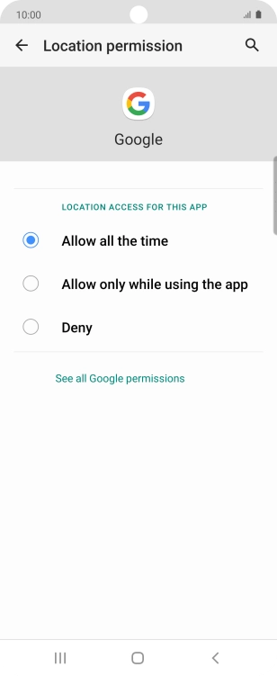 Press the required setting.