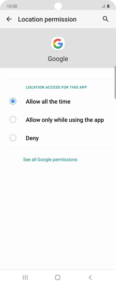 Press the required setting.