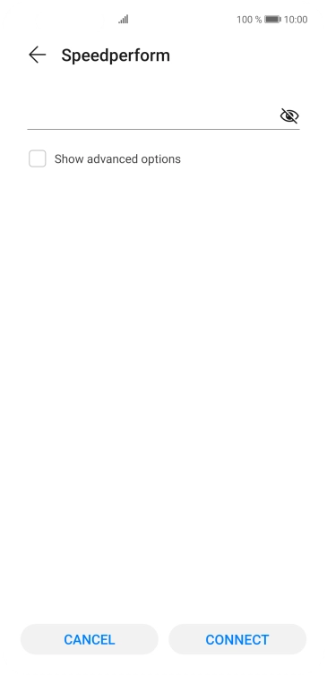 Key in the password for the Wi-Fi network and press CONNECT.