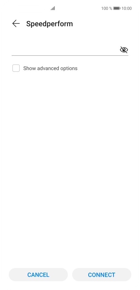 Key in the password for the Wi-Fi network and press CONNECT.