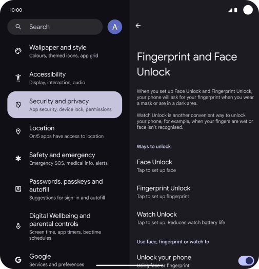 Press Fingerprint Unlock.