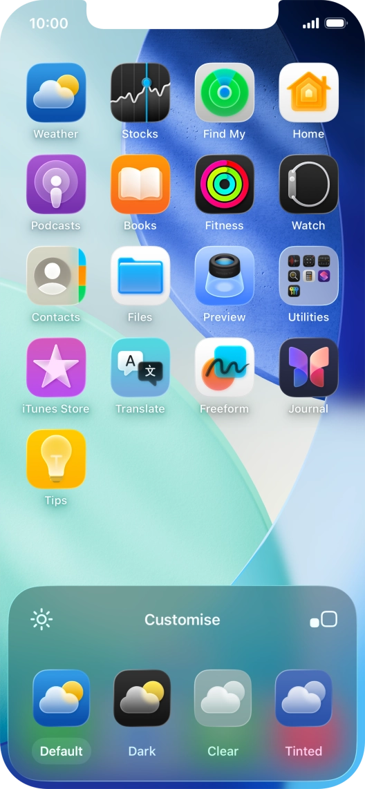Press the required setting to select the size of app icons on the home screen.