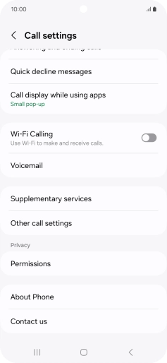 Press Supplementary services.
