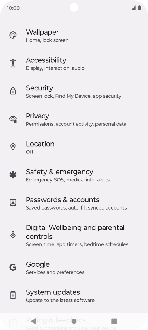 Press Passwords & accounts.