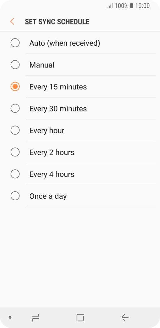 Press the required setting.
