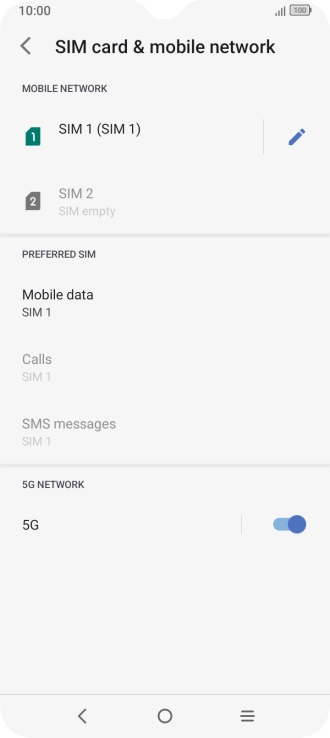 Press the name of the SIM.