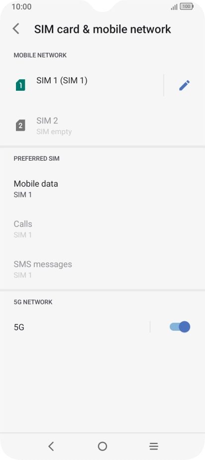 Press the name of the SIM.