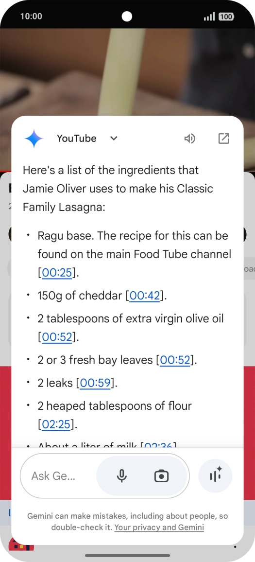 The answer from Gemini to your question is displayed.