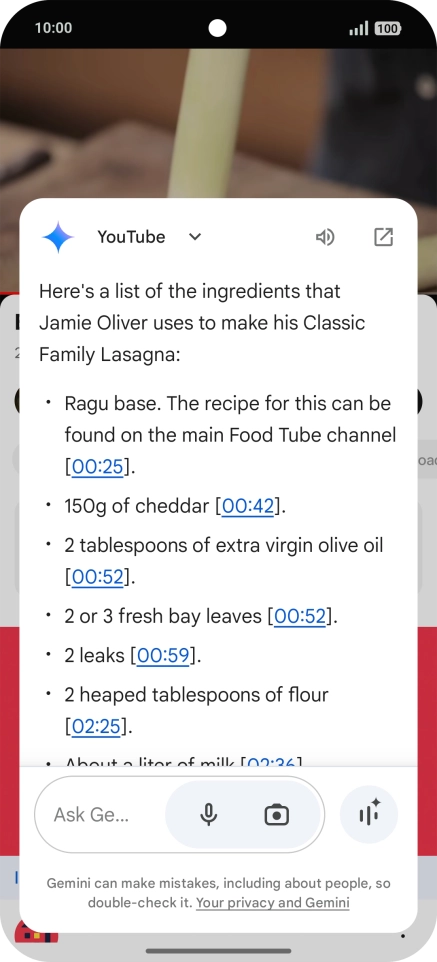 The answer from Gemini to your question is displayed.