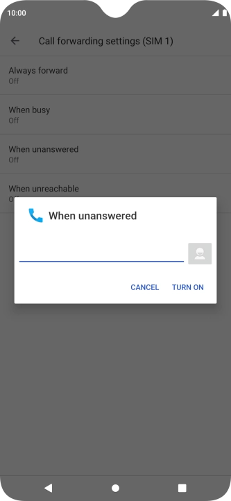 Key in +447953222222 and press TURN ON.