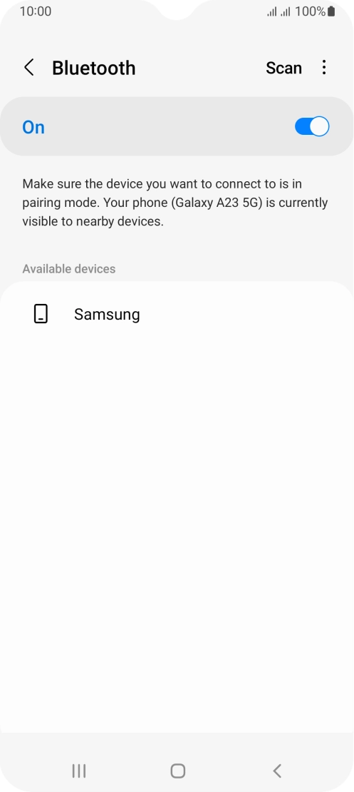 Press the required Bluetooth device and follow the instructions on the screen to pair the device with your phone.