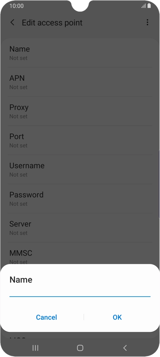 Key in EE Internet and press OK.