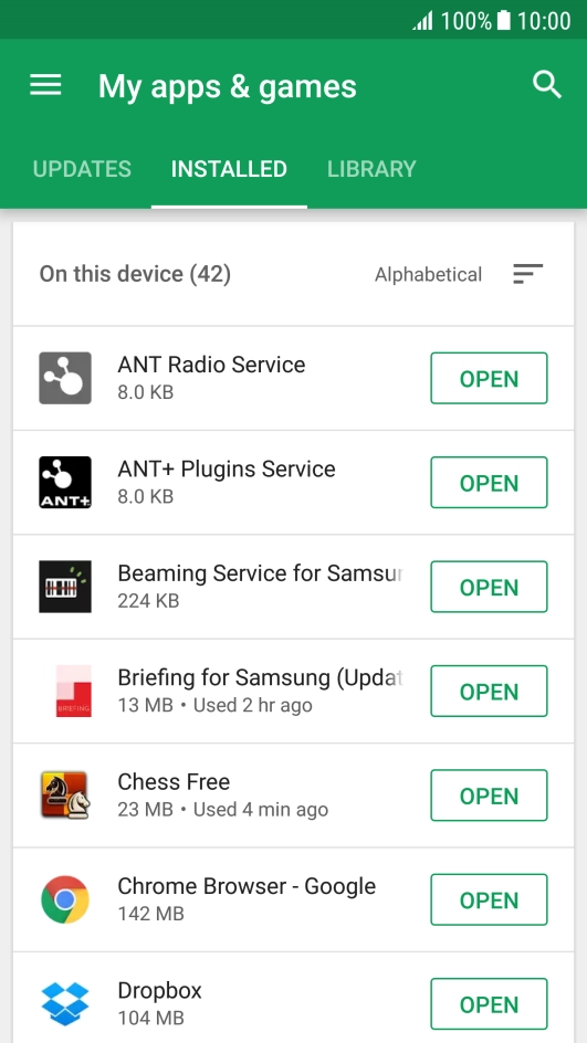 Press the required app.