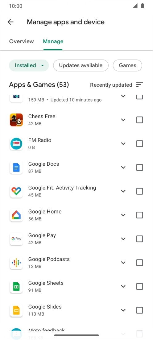 Press the required app.