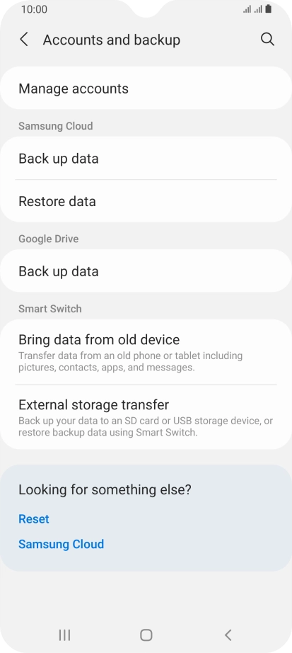 Press Manage accounts.