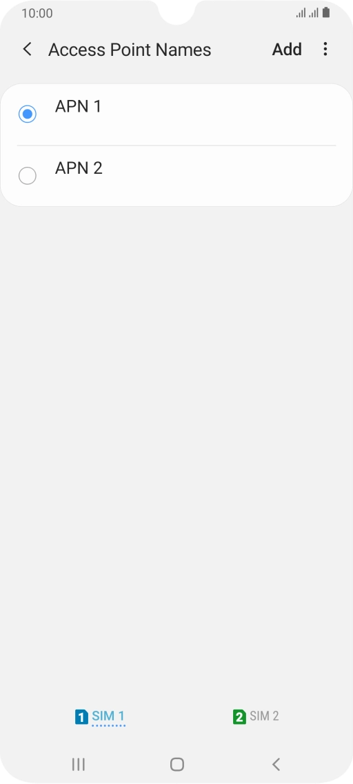 Press the field next to the data connection to activate it.
