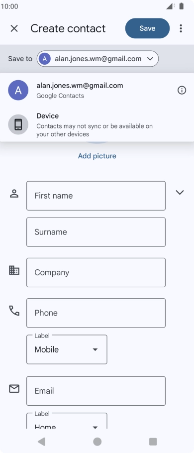 Press the required Google account.