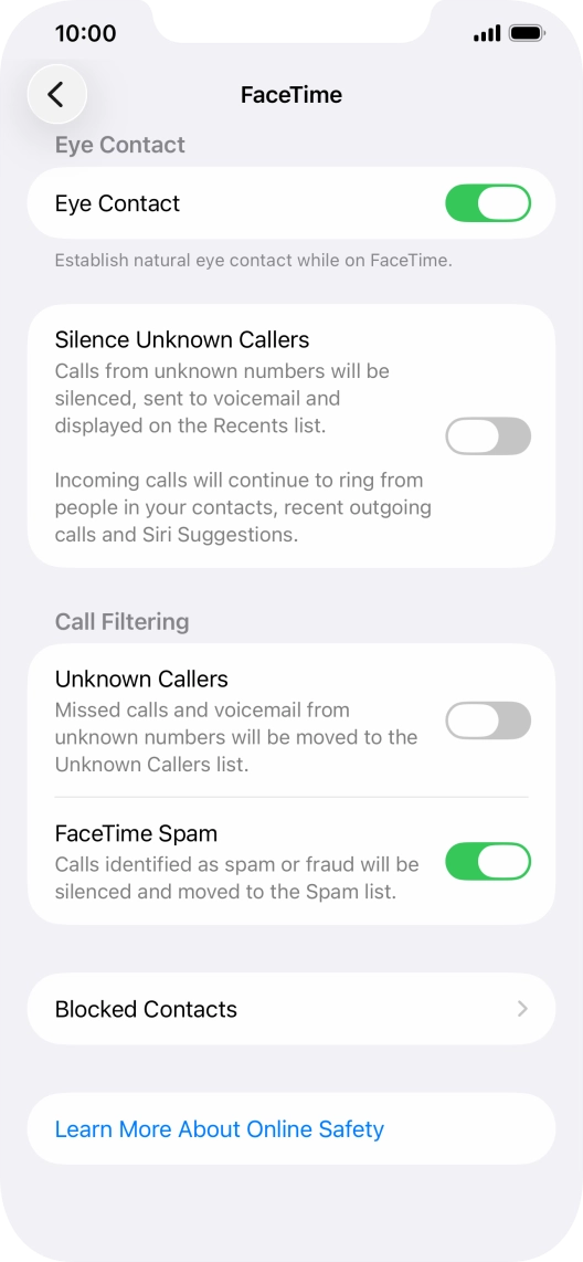Press Blocked Contacts.