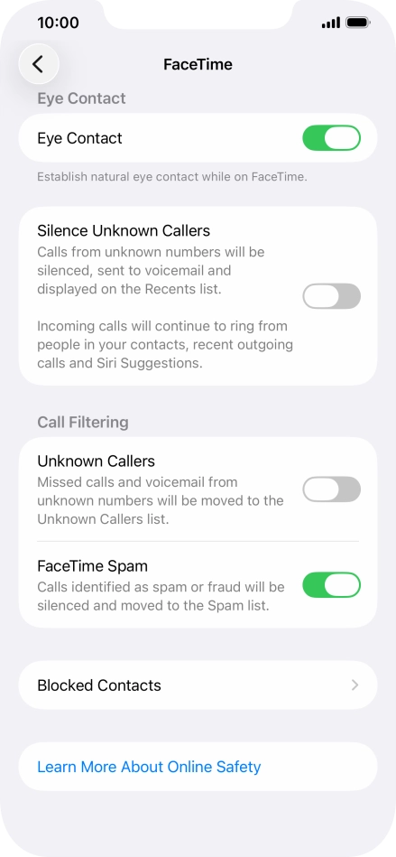 Press Blocked Contacts.