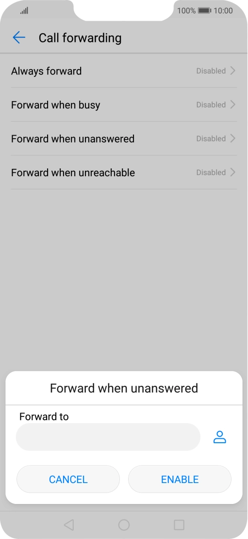 Key in +447953222222 and press ENABLE.