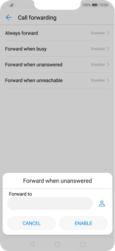 Key in +447953222222 and press ENABLE.