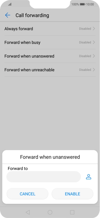 Key in +447953222222 and press ENABLE.