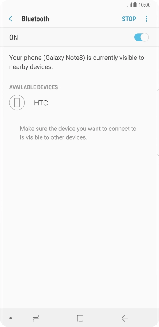 Press the required Bluetooth device and follow the instructions on the screen to pair the device with your phone.