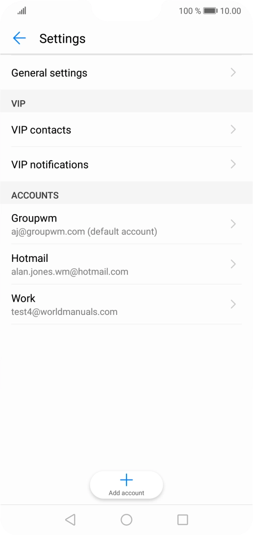Press the required email account.