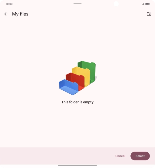 To create a new folder, press the new folder icon and follow the instructions on the screen to create a new folder.