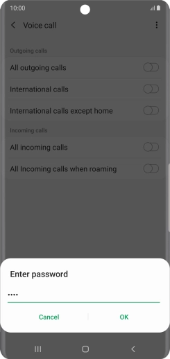 Key in your barring password and press OK.