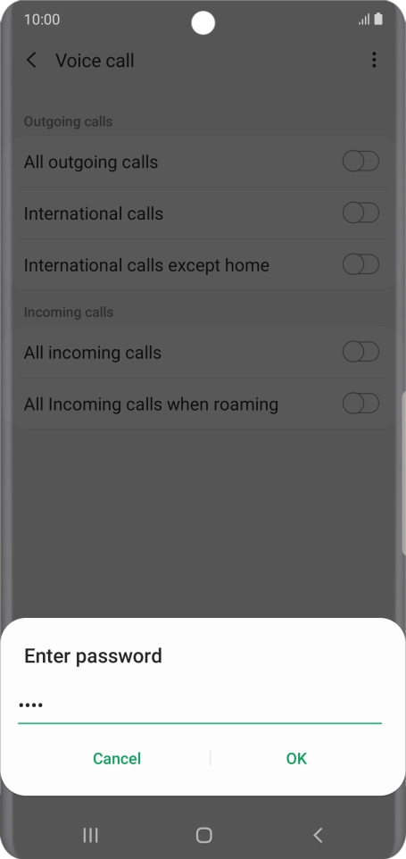 Key in your barring password and press OK.