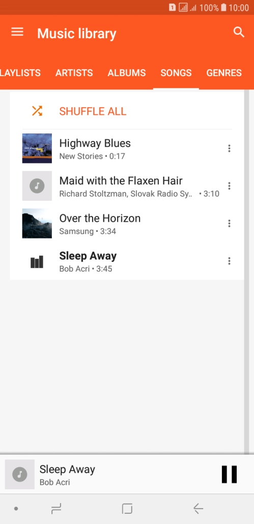 Press the song title at the bottom of the screen.