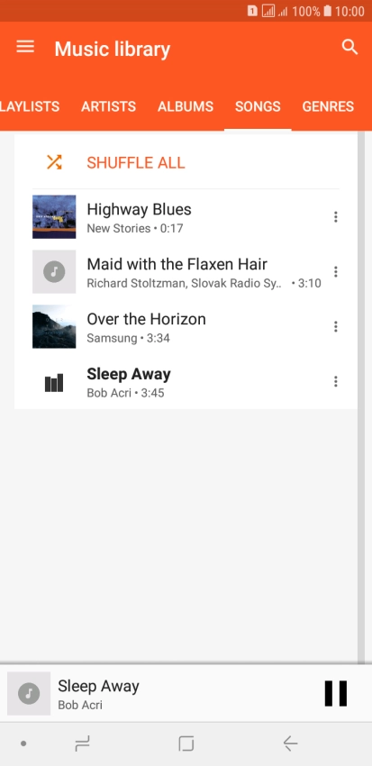 Press the song title at the bottom of the screen.