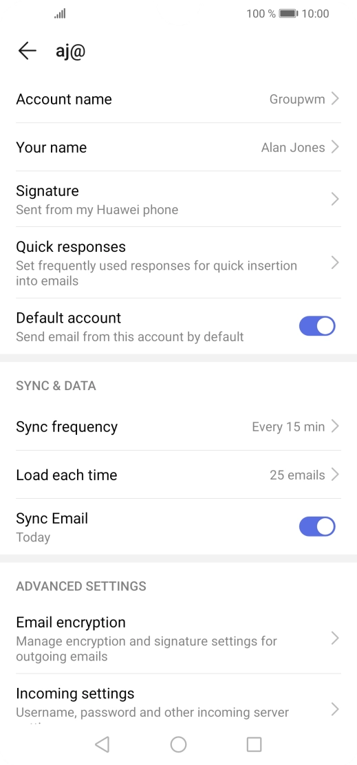 Press Account name and key in the required name.