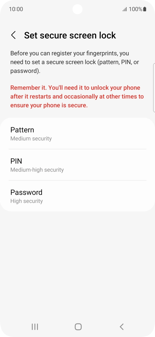 Press the required phone lock code and follow the instructions on the screen to create an additional phone lock code.