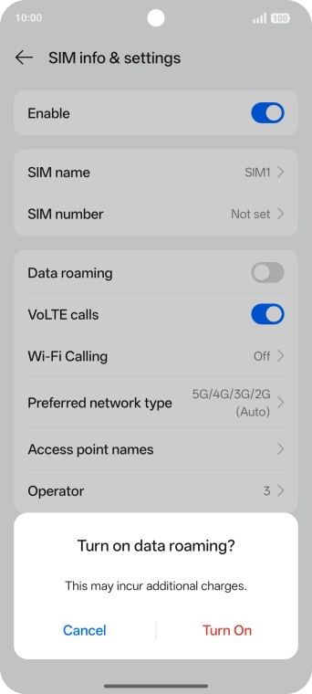 If you turn on the function, press Turn On.