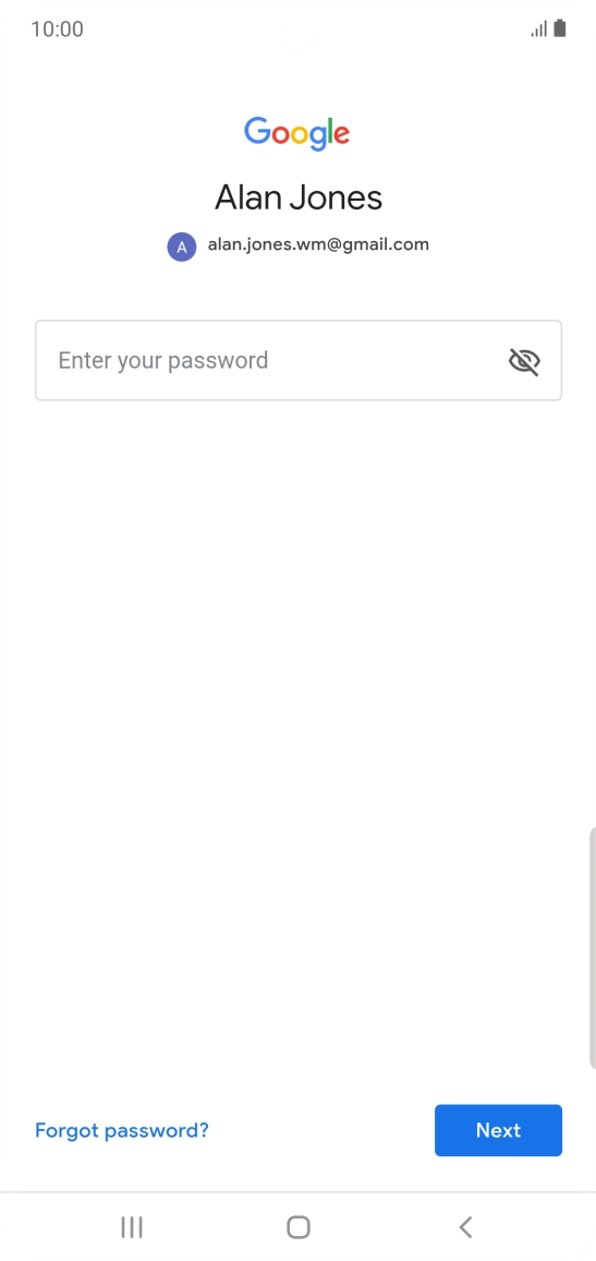 Press Enter your password and key in the password for your Google account.