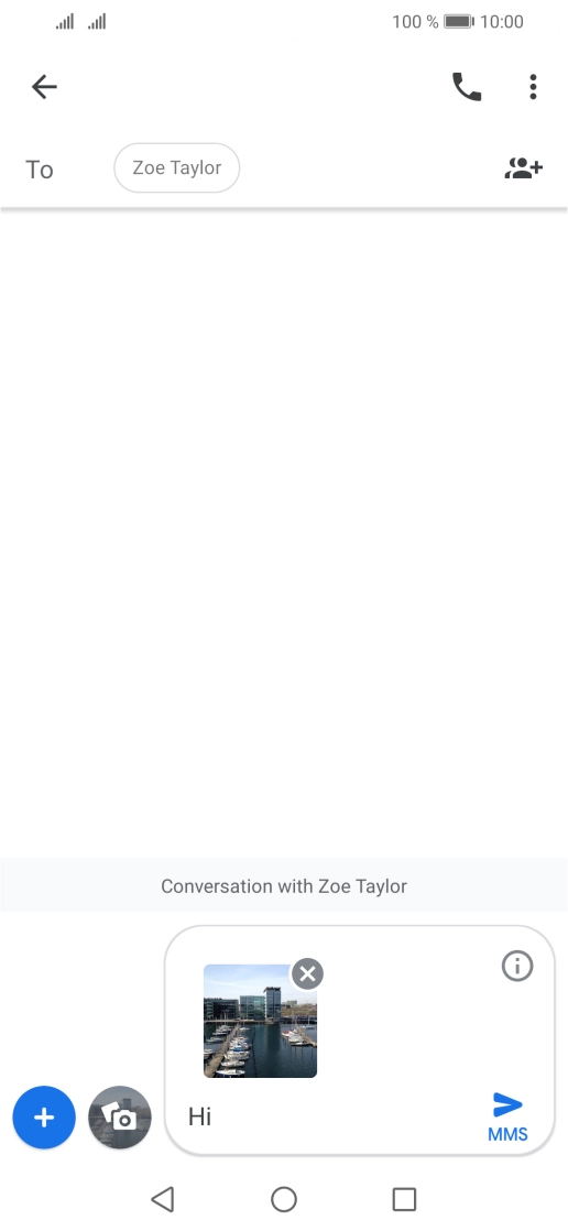 Press the send icon when you've finished your MMS.
