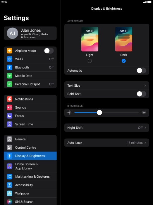 Press the indicator next to 
