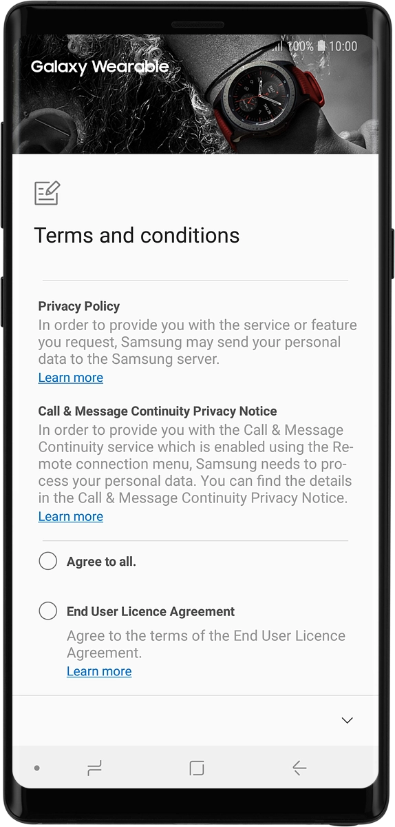 On your phone: Press Agree to all..