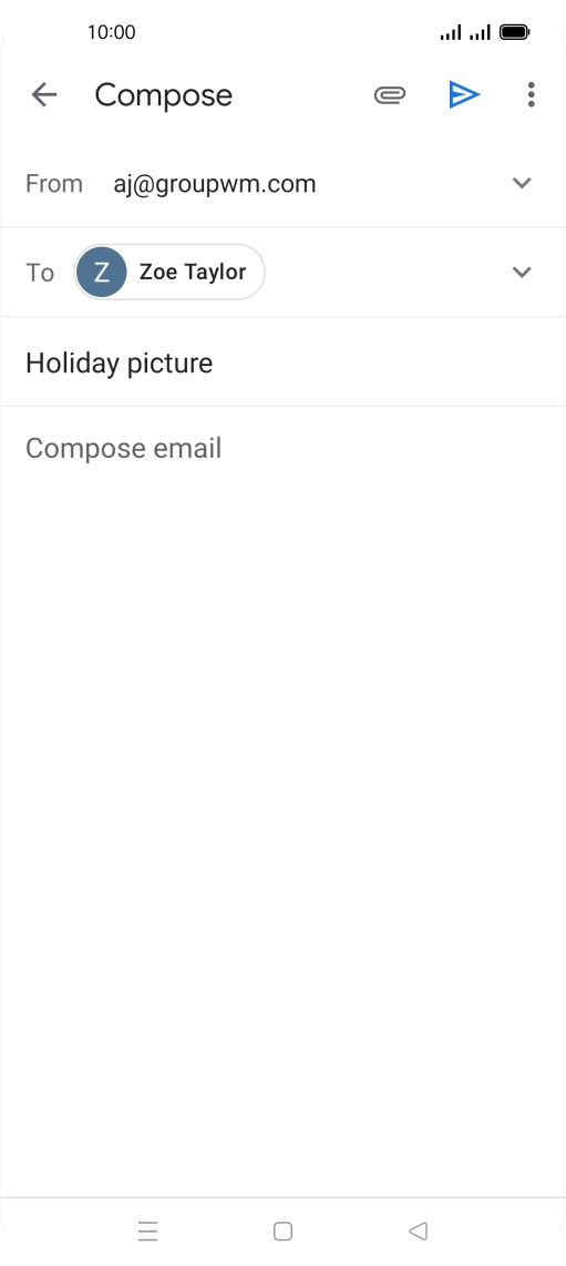 Press the text input field and write the text for your email.