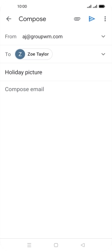 Press the text input field and write the text for your email.